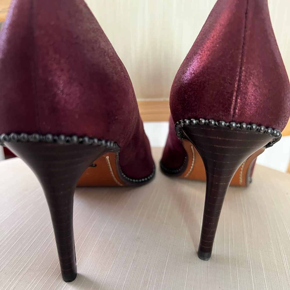 Coach Metallic Wine Pointed-Toe Heels - Picture 2 of 4